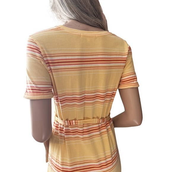 C&C California Rayon Blend Maxi Dress Shift Tee Shirt Yellow Stripe XS-S NWOT - Picture 7 of 15